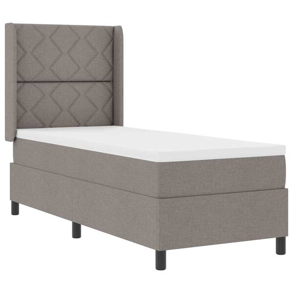 vidaXL Lit à ressorts avec matelas Taupe 90 x 190 cm tissu
