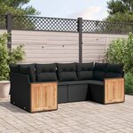vidaXL Salon de jardin 6 Pièces avec coussins noir résine tressée