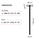 Pied elliptique à sceller pour boîte aux lettres Renz - noir mat - RAL 9005M