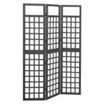 vidaXL Cloison de séparation à 3 panneaux Bois de pin Noir 121x180 cm