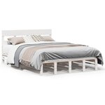 vidaXL Cadre de lit sans matelas blanc 135x190 cm bois de pin massif