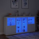 vidaXL Buffet avec lumières LED blanc 202x37x100 cm