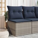 vidaXL Chaise de jardin sans accoudoirs avec coussins gris poly rotin