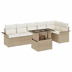 vidaXL Ensemble de canapé de jardin 7 Pièces Beige Poly rotin
