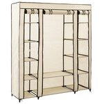 vidaXL Armoire avec compartiments et tiges Crème 150x45x176 cm Tissu