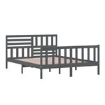vidaXL Cadre de lit Gris 150x200 cm Très grand Bois massif