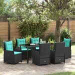 vidaXL Ensemble de salle à manger pour jardin 7 Pièces Noir Poly rotin
