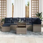 vidaXL Ensemble de canapé de jardin avec coussin 8 Pièces Gris polyrotin
