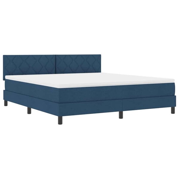 vidaXL Lit à ressorts avec matelas Bleu 180 x 200 cm tissu