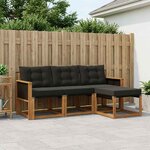 vidaXL Ensemble de canapés d'extérieur 4 pc Naturel et noir
