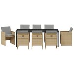vidaXL Ensemble de Repas de Jardin 9 Pièces avec Coussins Beige Rattan Poly
