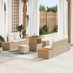 vidaXL Ensemble de canapé de jardin 8 Pièces Beige Poly rotin