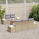 vidaXL Ensemble de canapé de jardin 6 Pièces Beige Poly rotin