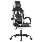 vidaXL Chaise de jeu avec repose-pied Noir et blanc Similicuir