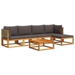 vidaXL Salon de jardin avec coussins 6 Pièces bois d'acacia solide