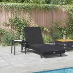 vidaXL Transat avec Table 2 Pièces Noir 40 x 40 x 40.5 cm polyrotin