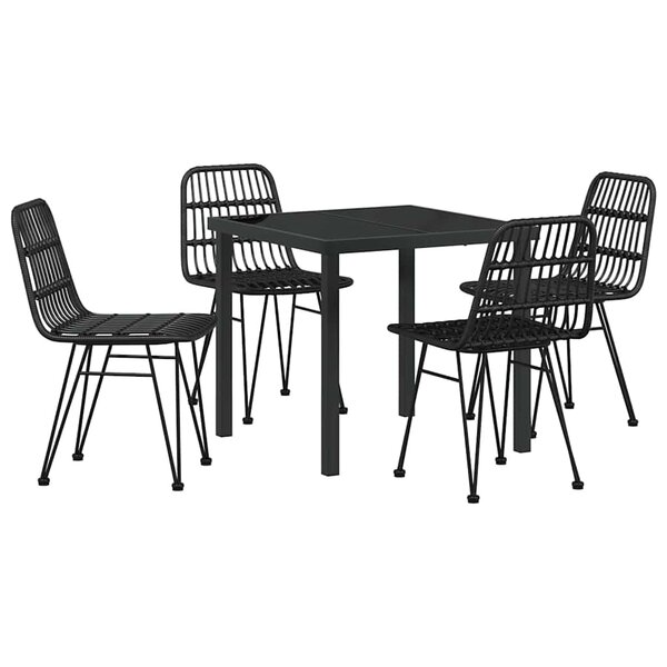 vidaXL Ensemble de salle à manger pour jardin 5 Pièces Noir Poly rotin
