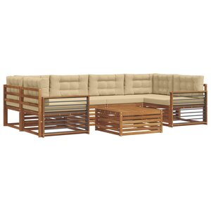 vidaXL Ensemble de canapés d'extérieur 7 pc Naturel et Beige