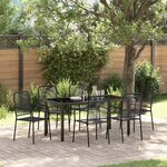 vidaXL Ensemble de salle à manger pour jardin 7 Pièces Noir