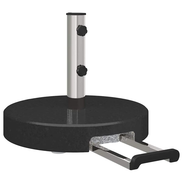 vidaXL Base de parasol sur roues   avec poignée  en granit noir de 29 kg  ronde.