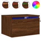 vidaXL Tables de chevet murales avec lumières LED 2 Pièces chêne marron