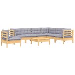 Salon de jardin meuble d'extérieur ensemble de mobilier 8 pièces avec coussins gris bois de pin solide 02_0017585