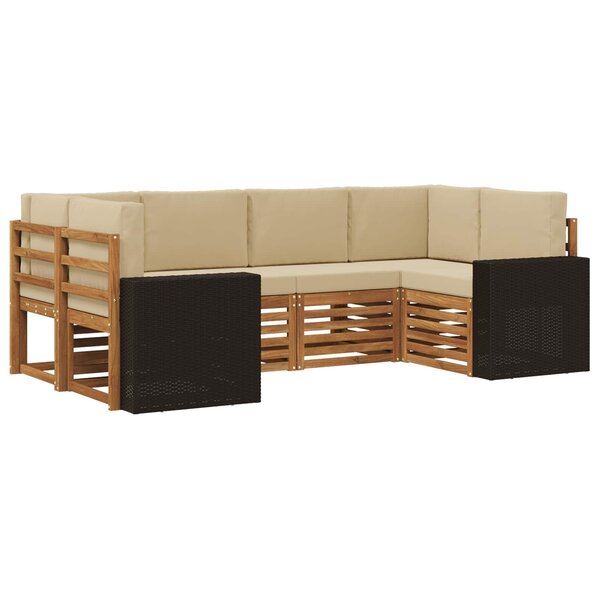 vidaXL Ensemble de canapés d'extérieur 6 pc Naturel et Beige Polyester