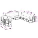 vidaXL Ensemble de canapé de jardin avec coussin 9 Pièces Noir Aluminium