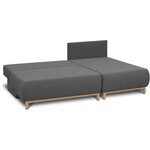 Canapé d'angle droit convertible MIKA 3 places - Tissu gris clair - Coffre de rangement - 218 x 98/145 x 84 cm