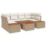 vidaXL Ensemble de canapé de jardin 7 pièces avec coussins Beige Poly Rattan Acacia
