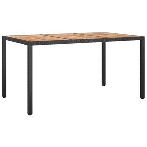 vidaXL Table de jardin pour repas Noir 150 x 90 x 75 cm Poly rotin
