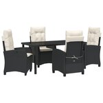 vidaXL Ensemble de salle à manger de jardin 5 pièces avec coussins noir en poly rattan