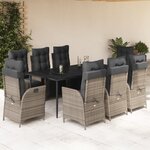 vidaXL Ensemble à manger de jardin 9 Pièces coussins gris résine tressée