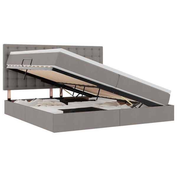 vidaXL Lit avec rangement et LED Taupe 200 x 200 cm Polyester