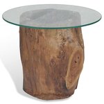 vidaXL Table basse Teck Verre 50x40 cm