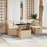 vidaXL Salon de jardin avec coussins 6 Pièces beige résine tressée