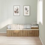 vidaXL Cadre de lit avec rangement chêne artisanal 80 x 200 cm