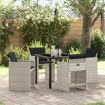 vidaXL Set de salon de jardin 5 pièces avec coussins gris clair en poly rattan