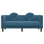 vidaXL Canapé avec coussins 2 places bleu velours