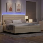 vidaXL Lit à ressorts avec matelas avec LED Crème 200 x 200 cm tissu