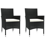 vidaXL Ensemble de bistro de jardin 3 Pièces coussins noir poly rotin