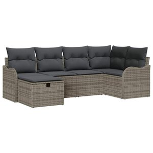 vidaXL Ensemble de canapé de jardin 6 Pièces Gris 232.5 x 122.5 x 85 cm