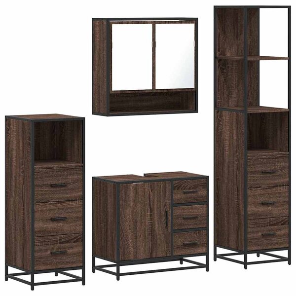 vidaXL Ensemble de meubles de salle de bain 4 Pièces chêne marron