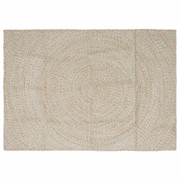 vidaXL Tapis de surface Naturel et Blanc 140 x 200 cm Jute