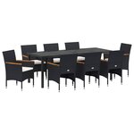 vidaXL Ensemble de salle à manger pour jardin 9 Pièces Noir polyrotin