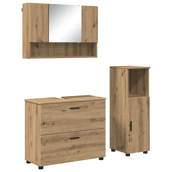 vidaXL Ensemble de mobilier de salle de bain 3 Pièces Chêne artisanal