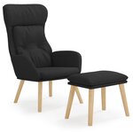 vidaXL Chaise de relaxation avec repose-pied Noir Tissu