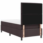 vidaXL Lit à ressorts avec matelas Marron foncé 90 x 200 cm tissu