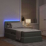 vidaXL Lit de rangement LED avec matelas Gris clair 90 x 190 cm