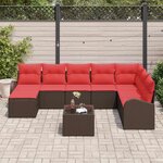 vidaXL Ensemble de Canapés 9 Pièces Marron et rouge polyrotin